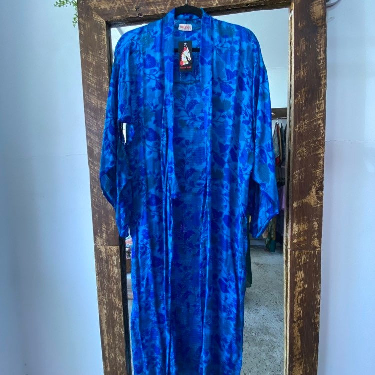 Silk Full-length Kimono – Azure